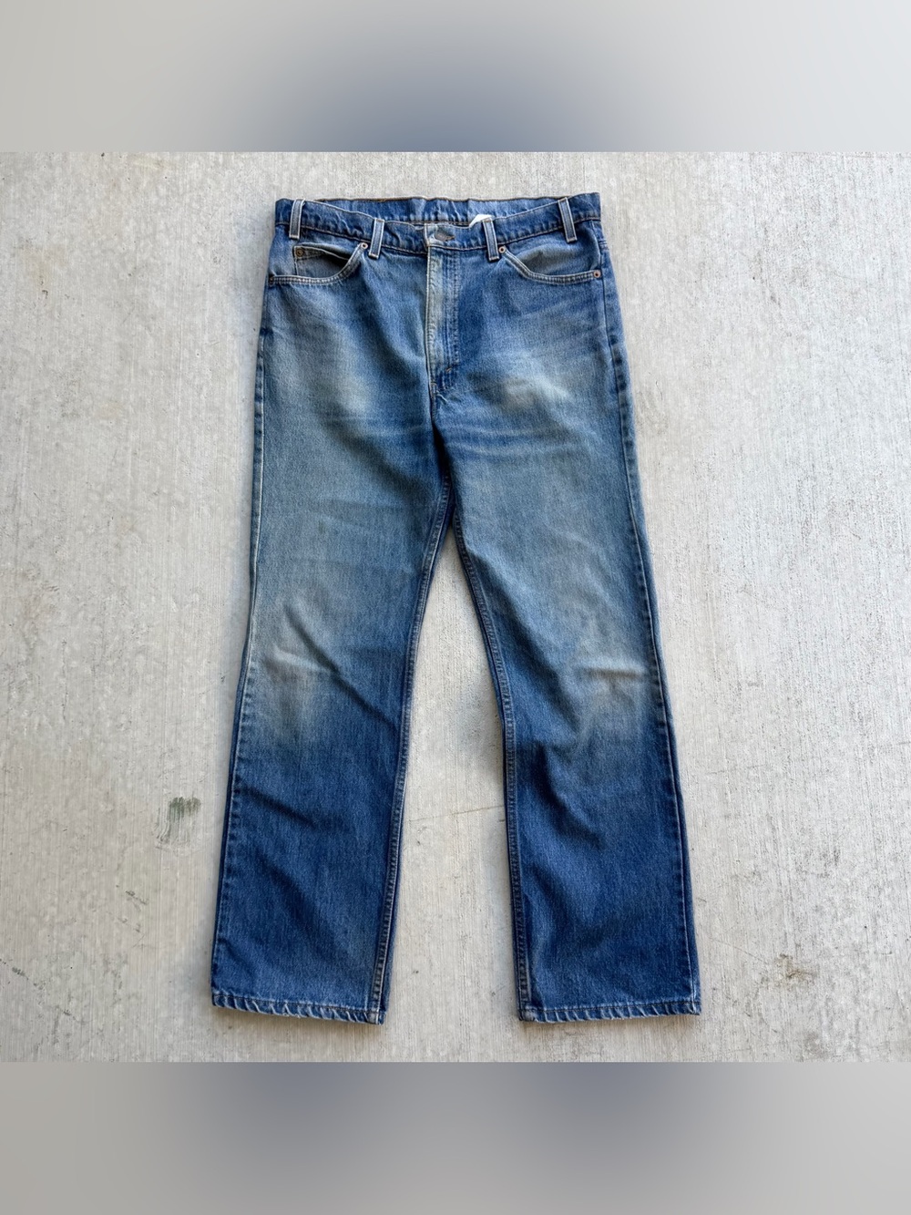 Vintage Levi’s 517 Orange Tab Jeans Made In USA 34x31 Straight Fit Distressed